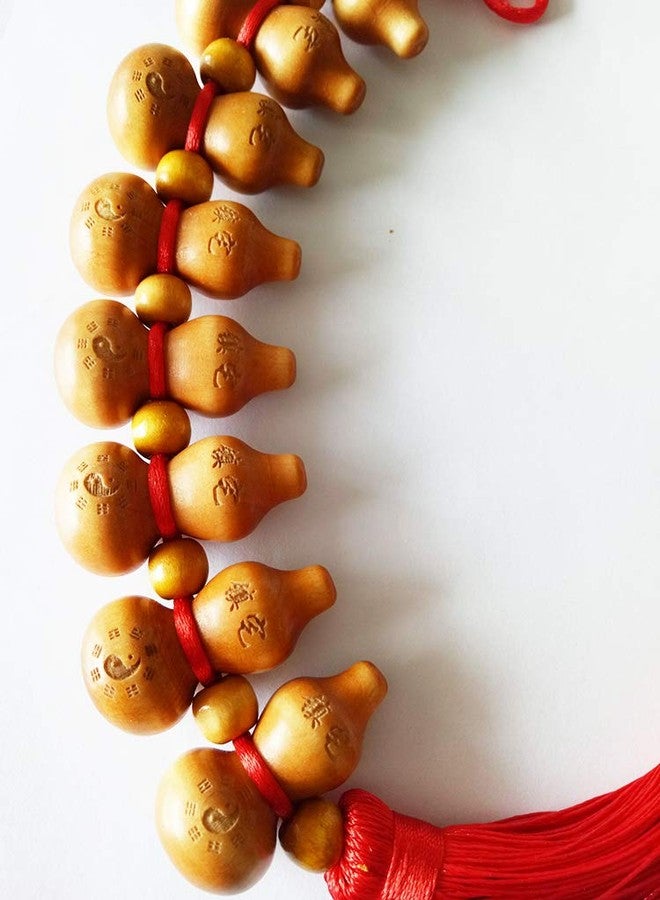 FengShuiGe Traditional Chinese Peach Wood Eight Hoist Gourd/Chinese Good Luck Wu Lou/Hu Lu Gourd Tassel Hanging Charm Feng Shui Ornament (Bagua Gourd) - Image 3